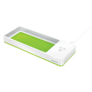 Leitz WOW Desk Organiser with Inductive Charger. White/green.