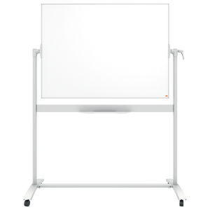 Nobo Classic Steel Mobile Dry Wipe Whiteboard with Horizontal Pivot (Flips Top to Bottom), Magnetic, 1200 x 900 mm, Marker Included, White