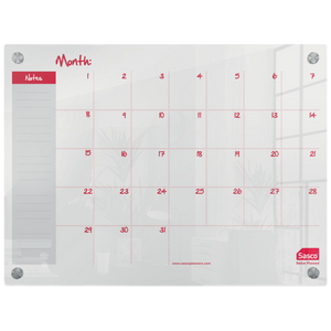 Sasco Semi Opaque Acrylic Mini Whiteboard Monthly Planner Mounted 600x450mm