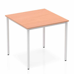 Impulse 800mm Straight Table Beech Top Silver Box Frame Leg