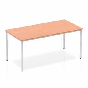 Impulse 1600mm Straight Table Beech Top Silver Box Frame Leg