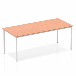 Impulse 1800mm Straight Table Beech Top Silver Box Frame Leg