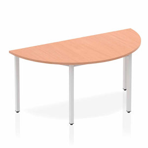 Impulse 1600mm Semi-Circle Table Beech Top Silver Box Frame Leg