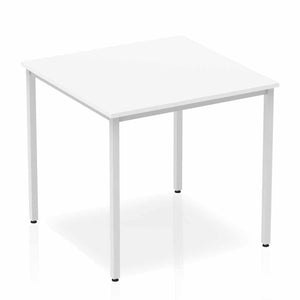 Impulse 800mm Straight Table White Top Silver Box Frame Leg