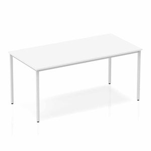 Impulse 1600mm Straight Table White Top Silver Box Frame Leg