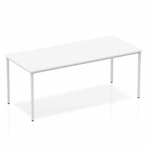 Impulse 1800mm Straight Table White Top Silver Box Frame Leg