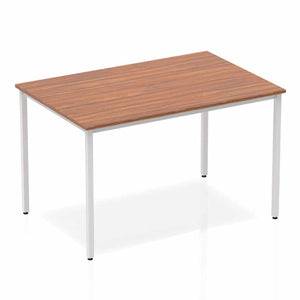 Impulse 1200mm Straight Table Walnut Top Silver Box Frame Leg