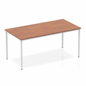 Impulse 1600mm Straight Table Walnut Top Silver Box Frame Leg