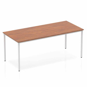 Impulse 1800mm Straight Table Walnut Top Silver Box Frame Leg