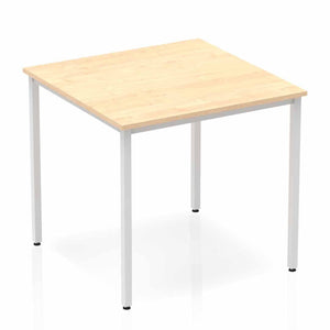 Impulse 800mm Straight Table Maple Top Silver Box Frame Leg