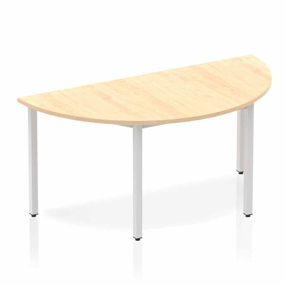 Impulse 1600mm Semi-Circle Table Maple Top Silver Box Frame Leg