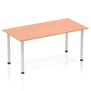 Impulse 1400mm Straight Table Beech Top Silver Post Leg