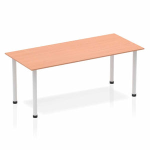 Impulse 1800mm Straight Table Beech Top Silver Post Leg