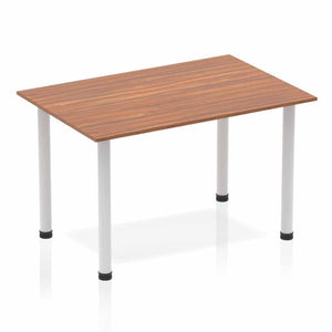 Impulse 1200mm Straight Table Walnut Top Silver Post Leg