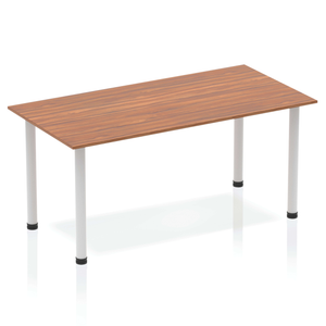 Impulse 1400mm Straight Table Walnut Top Silver Post Leg