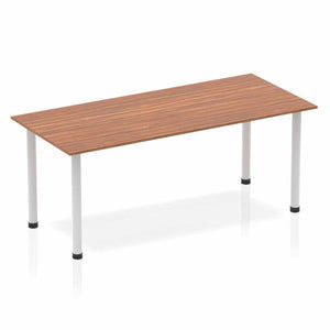 Impulse 1800mm Straight Table Walnut Top Silver Post Leg