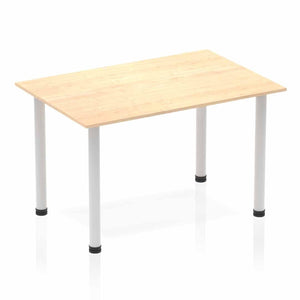 Impulse 1200mm Straight Table Maple Top Silver Post Leg