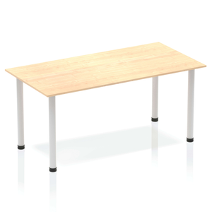 Impulse 1400mm Straight Table Maple Top Silver Post Leg