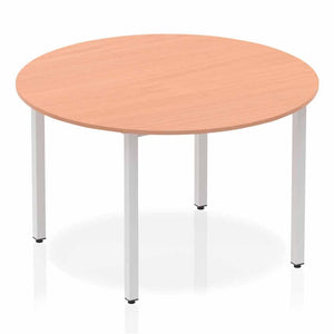 Impulse 1200mm Round Table Beech Top Silver Box Frame Leg