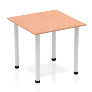 Impulse 800mm Square Table Beech Top Silver Post Leg