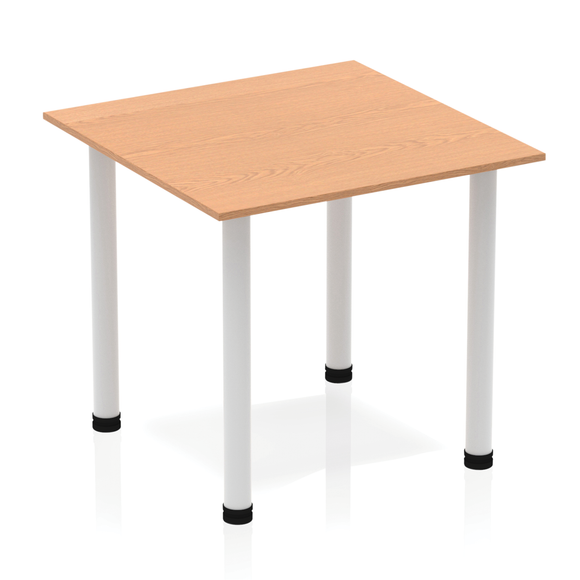 Impulse 800mm Square Table Oak Top Silver Post Leg