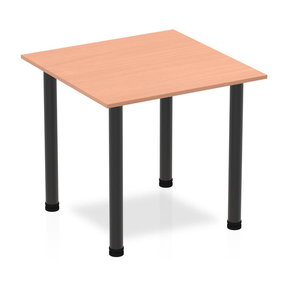 Impulse 800mm Square Table Beech Top Black Post Leg