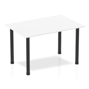 Impulse 1200mm Straight Table White Top Black Post Leg