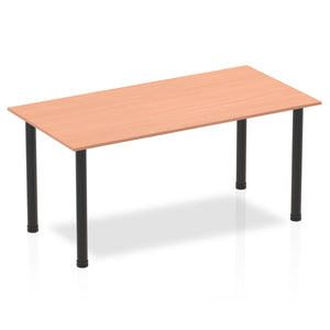 Impulse 1600mm Straight Table Beech Top Black Post Leg