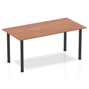 Impulse 1600mm Straight Table Walnut Top Black Post Leg