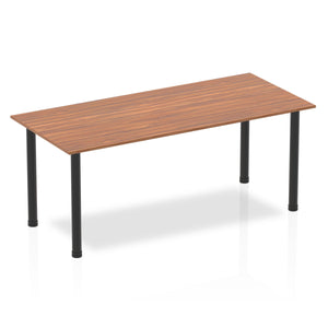 Impulse 1800mm Straight Table Walnut Top Black Post Leg