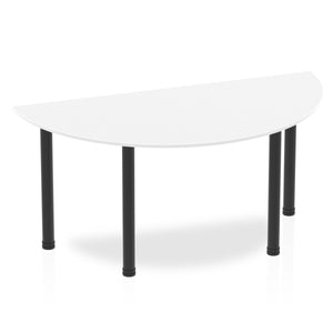 Impulse 1600mm Semi-Circle Table White Top Black Post Leg