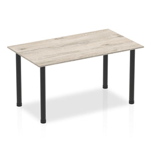 Impulse 1400mm Straight Table Grey Oak Top Black Post Leg