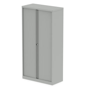 Qube by Bisley 2000mm Side Tambour Cupboard Goose Grey No Shelves