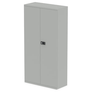 Qube by Bisley Stationery 1850mm 2-Door Cupboard Goose Grey With Shelves