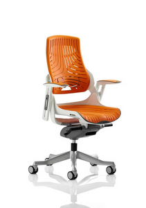 Zure Executive Chair White Shell Elastomer Gel Orange With Arms