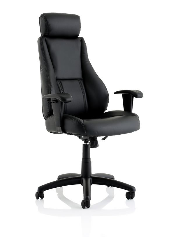 Winsor Black Leather Chair With Headrest