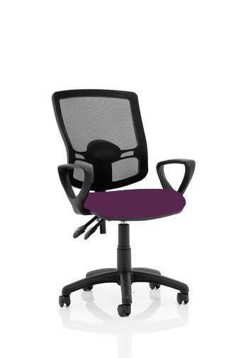 Eclipse Plus III Lever Task Operator Chair Mesh Back With Bespoke Colour Seat With Loop Arms In Tansy Purple