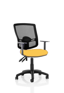 Eclipse Plus III Lever Task Operator Chair Mesh Back With Bespoke Colour Seat In Senna Yellow With Height Adjustable Arms