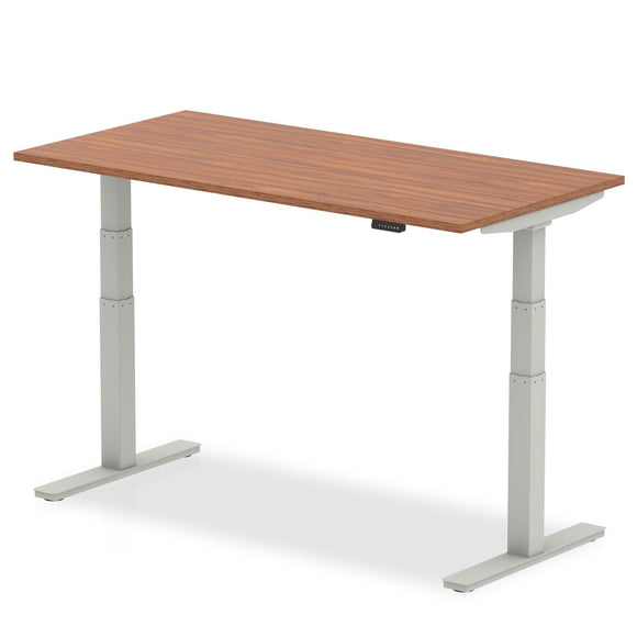 Air 1400 x 800mm Height Adjustable Desk Walnut Top Silver Leg