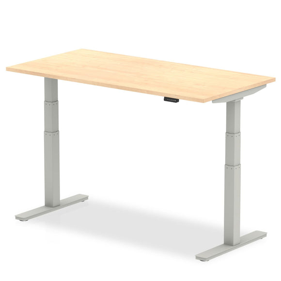 Air 1600 x 800mm Height Adjustable Desk Maple Top Silver Leg