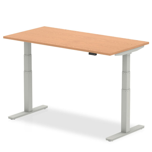 Air 1800 x 800mm Height Adjustable Desk Oak Top Silver Leg