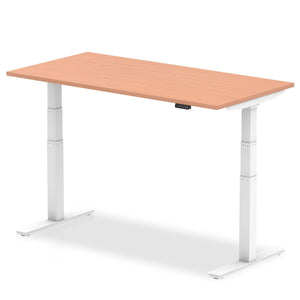 Air 1400 x 800mm Height Adjustable Desk Beech Top White Leg