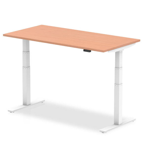 Air 1600 x 800mm Height Adjustable Desk Beech Top White Leg