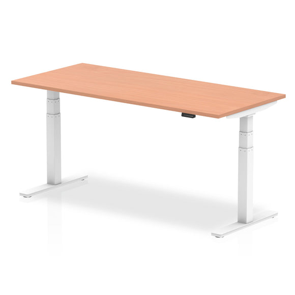 Air 1800 x 800mm Height Adjustable Desk Beech Top White Leg