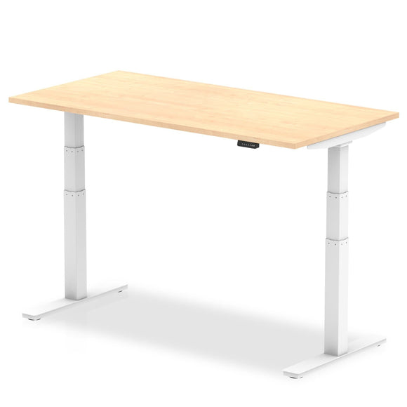 Air 1400 x 800mm Height Adjustable Desk Maple Top White Leg