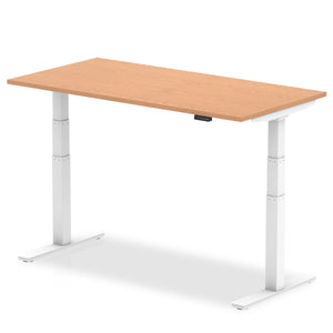 Air 1200 x 800mm Height Adjustable Desk Oak Top White Leg