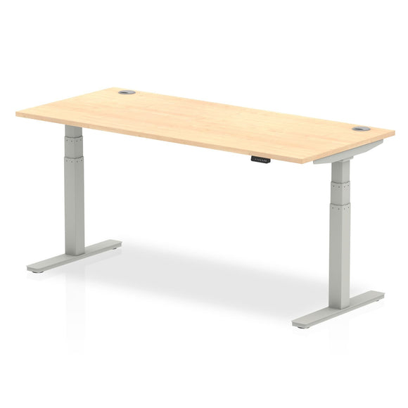 Air 1800 x 800mm Height Adjustable Desk Maple Top Cable Ports Silver Leg