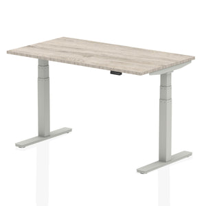 Air 1400 x 800mm Height Adjustable Desk Grey Oak Top Silver Leg