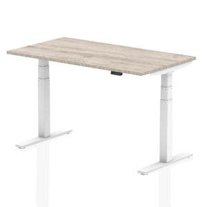 Air 1400 x 800mm Height Adjustable Desk Grey Oak Top White Leg