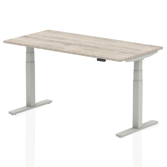 Air 1600 x 800mm Height Adjustable Desk Grey Oak Top Silver Leg